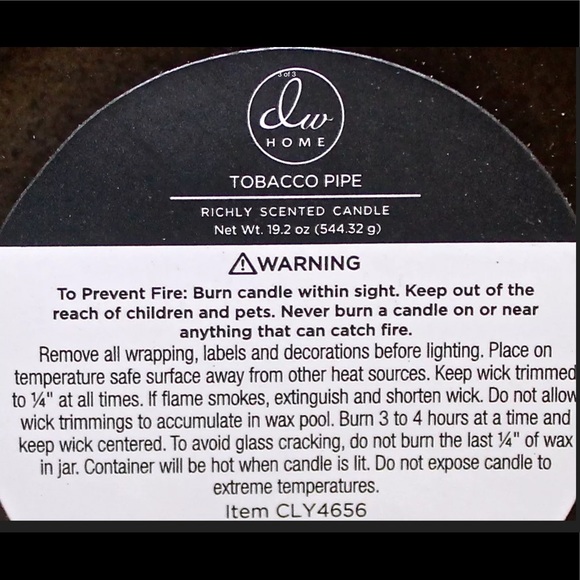 DW HOME TOBACCO PIPE CANDLE RICHLY SCENTED WOOD NEW - Picture 3 of 3